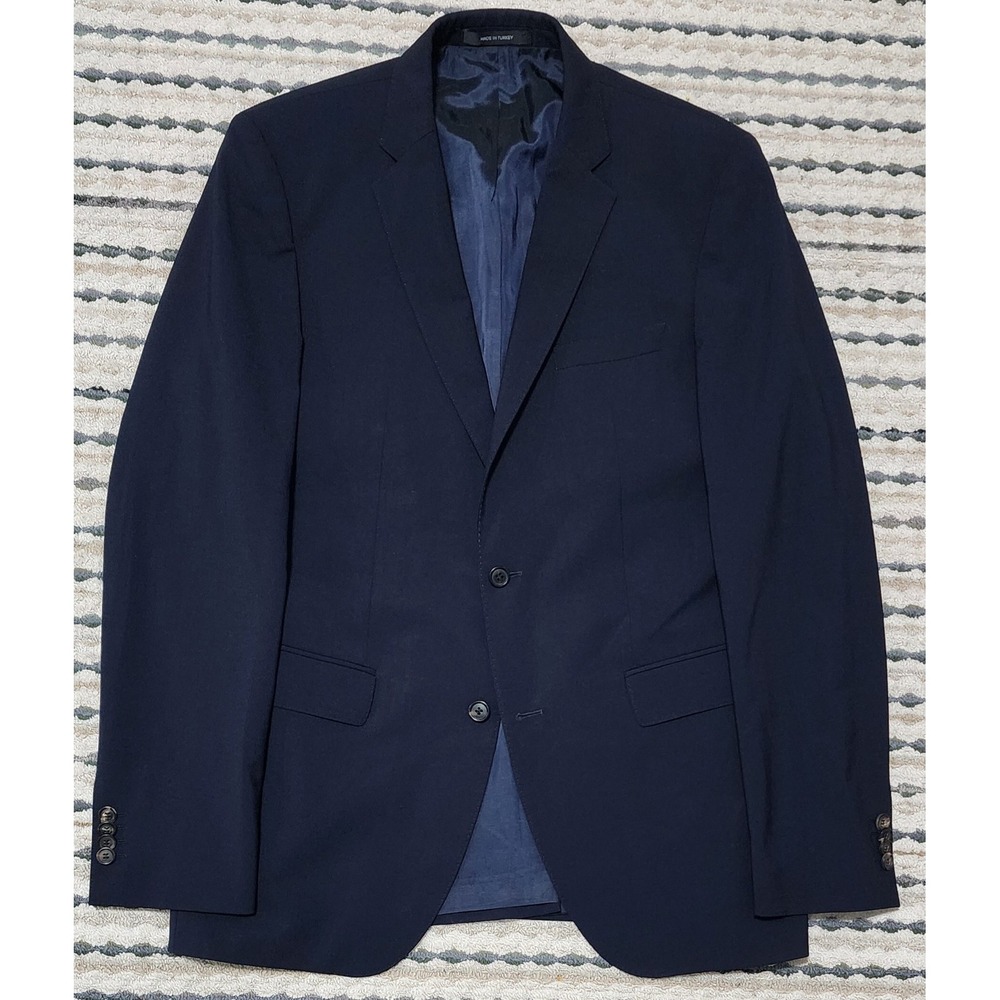 Hugo Boss Men's Navy Blue The Jam Wool Stretch Sports Coat Size 40 Long